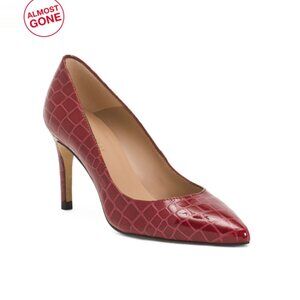 LK BENNETT Red Made In Spain Patent Leather Floret Pointy Toe Court Pumps